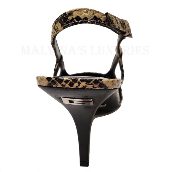 GUCCI SHOES MID HEEL SLINGBACK PUMPS PYTHON PRINT LEATHER G LOGO sz 41 11 - Picture 10 of 15